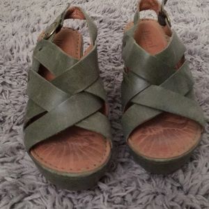 Born Green wedge heel sandals